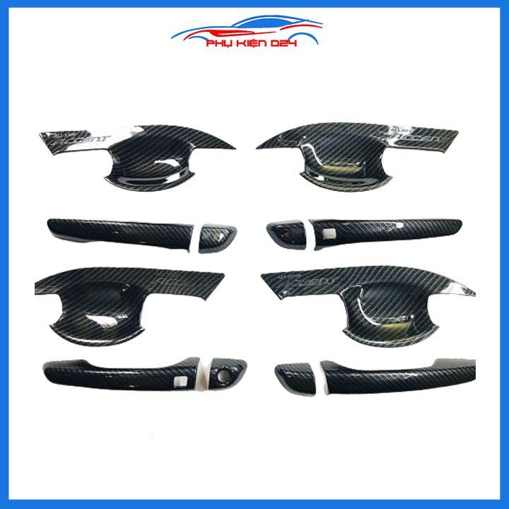 Ốp tay nắm hõm cửa chống trầy Accent 2018-2019-2020-2021 vân carbon/mạ crom bảo vệ cửa xe ô tô