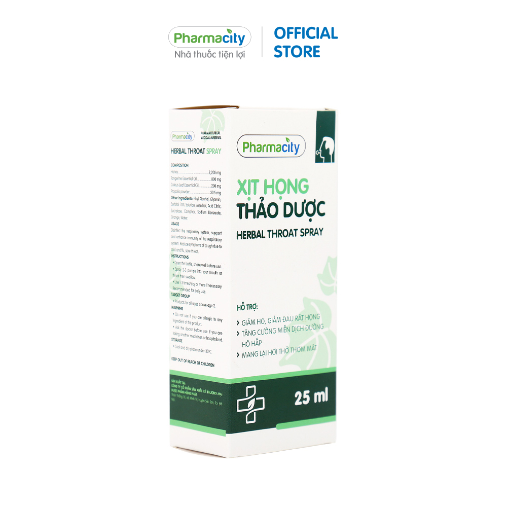 Xịt họng thảo dược Herbal Throat Spray hỗ trợ giảm ho, đau rát họng