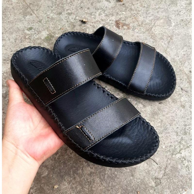 Dép nam quai ngang da bò thật