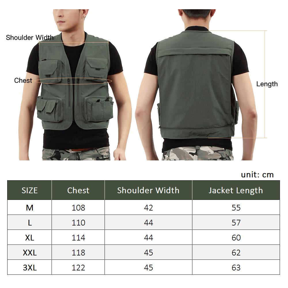 B16 Men Fishing Jacket with Detachable Back Quick Drying Multi-Pocket Work Vest Outdoor Travel Photo Cargo Vest Jacket