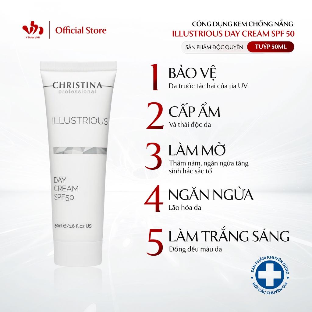 Kem Làm Sáng Da Ban Ngày Có Chỉ Số Chống Nắng - Illustrious Day Cream SPF 50 - CHRISTINA Hỗ Trợ Bảo Vệ Da Khỏi Tia UV, Cấp Ẩm Cho Da - Tuýp 50ml