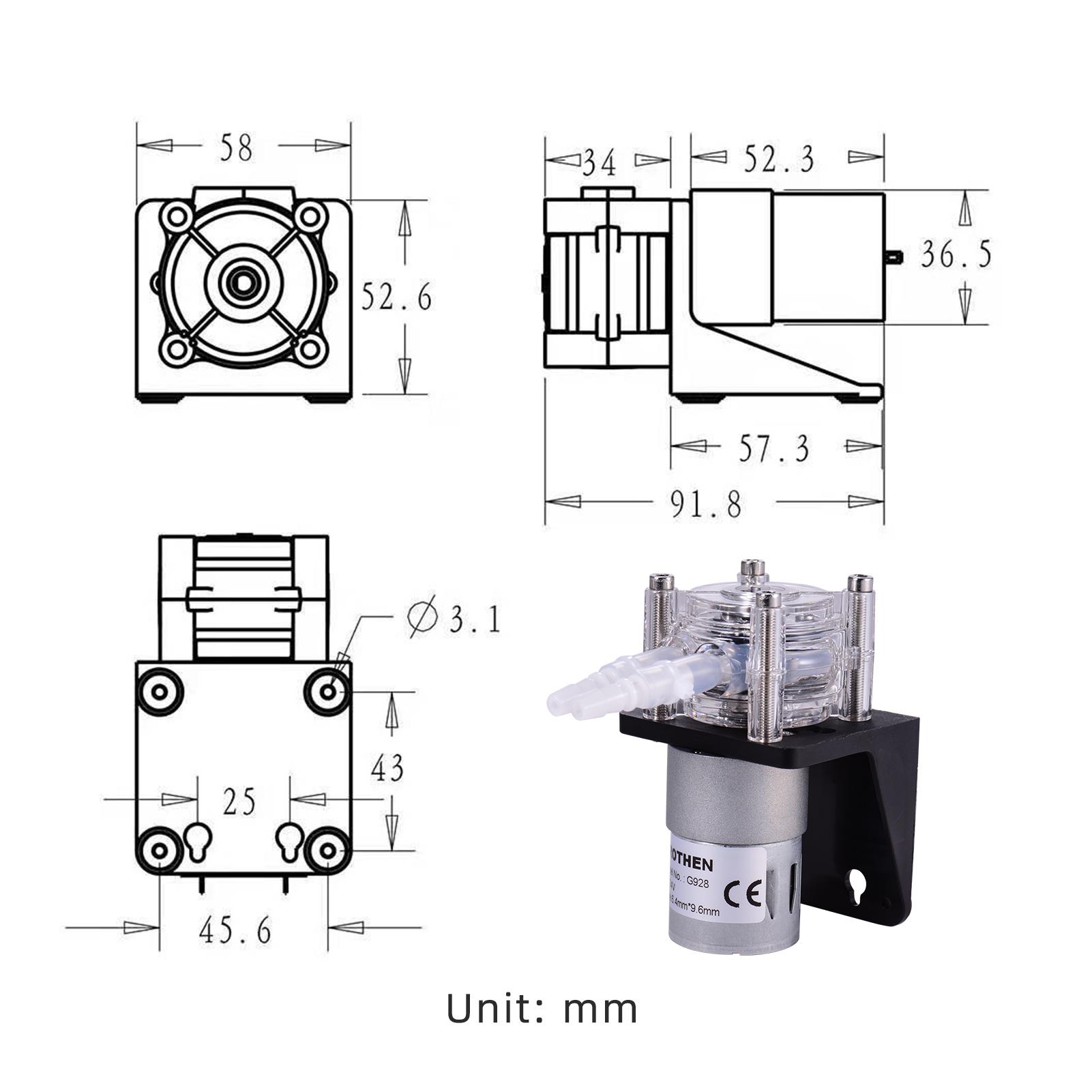 GROTHEN DC 24V Peristaltic Pump with Silicone Tubing High Flow Water Liquid Pump Dosing Vacuum Pump Self-Priming