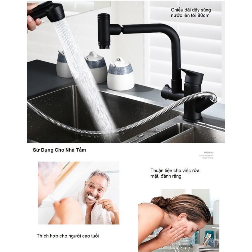 Vòi rửa chén linh hoạt (Black EuroHome) - RETRO Basin mixer - Home and Garden