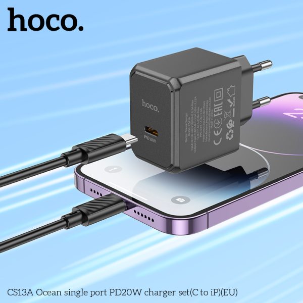 Bộ Sạc Nhanh Dành Cho Hoco PD20W CS13A Ocean Type-C To LN Chân Cắm EU Hàng Chính Hãng