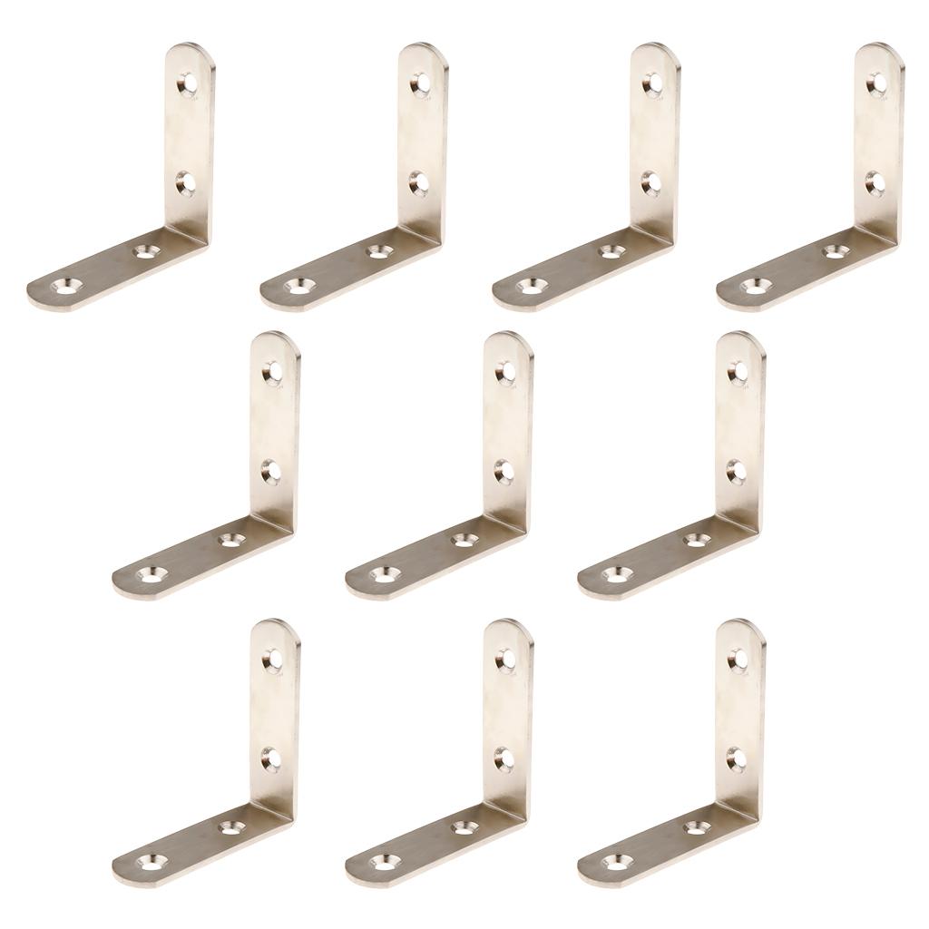 10pcs Corner Brace L Bracket Corner Bracket , Right Angle Brace Brackets Fastener, Stainless Steel, 20/25/30/40/50/65/85/100/125mm