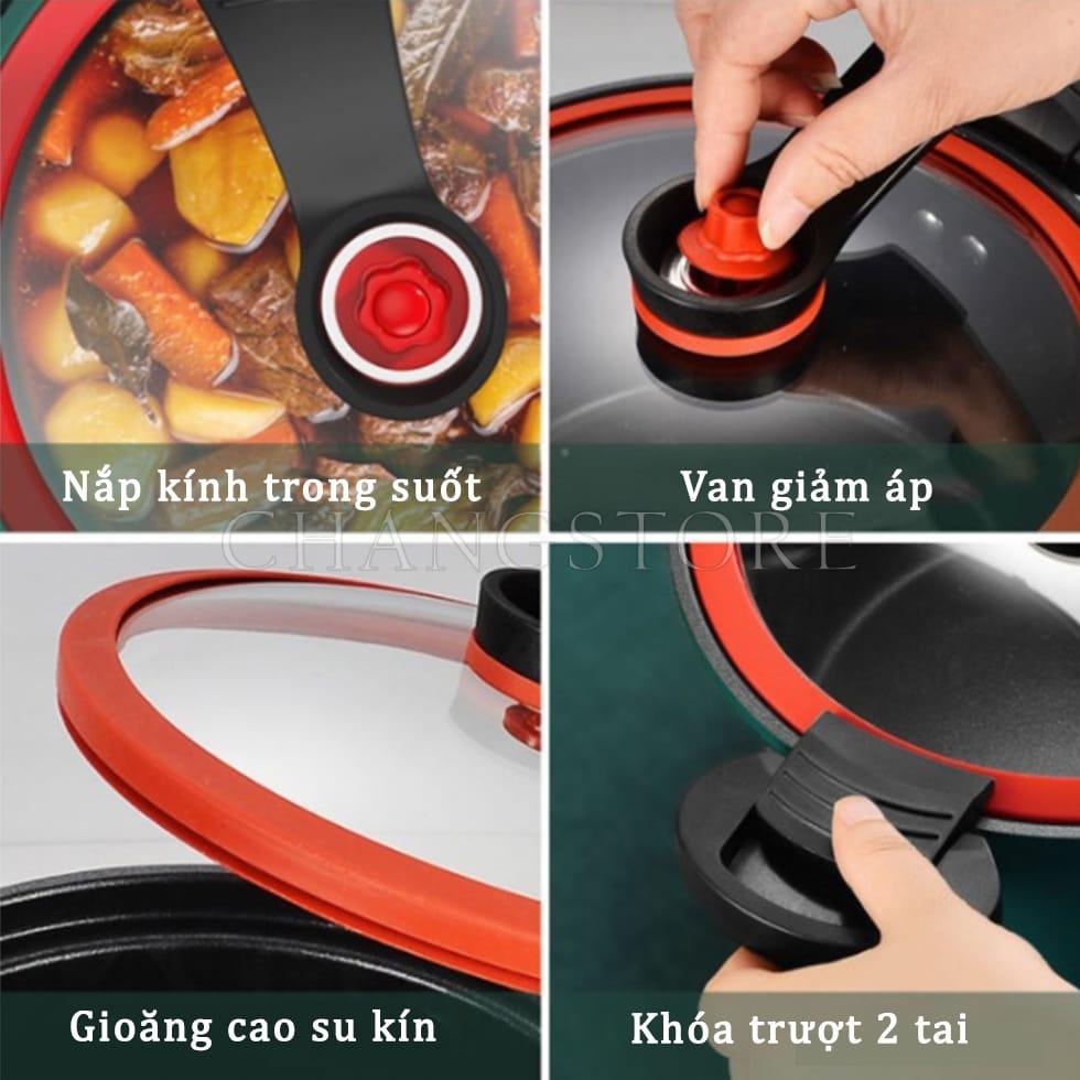 Nồi Áp Suất 24CM Chống Dính Dung Tích 3.5 Lít, Nồi Hầm Nhỏ Gọn Nhẹ Dễ Sử Dụng