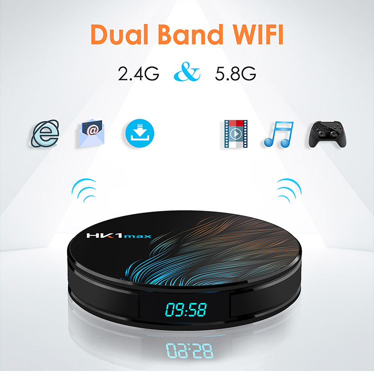 Android TV Box Ram 4G, bộ nhớ 32G, có tính năng tìm kiếm bằng giọng nói, độ phân giải 4k, xem thả ga các kênh giải trí, thể thao cùng gia đình HK1 MAX32G