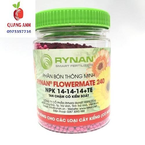 Phân tan chậm thông minh Rynan 240 NPK 14-14-14 TE hũ 150g chuyên các loại cây cảnh có hoa