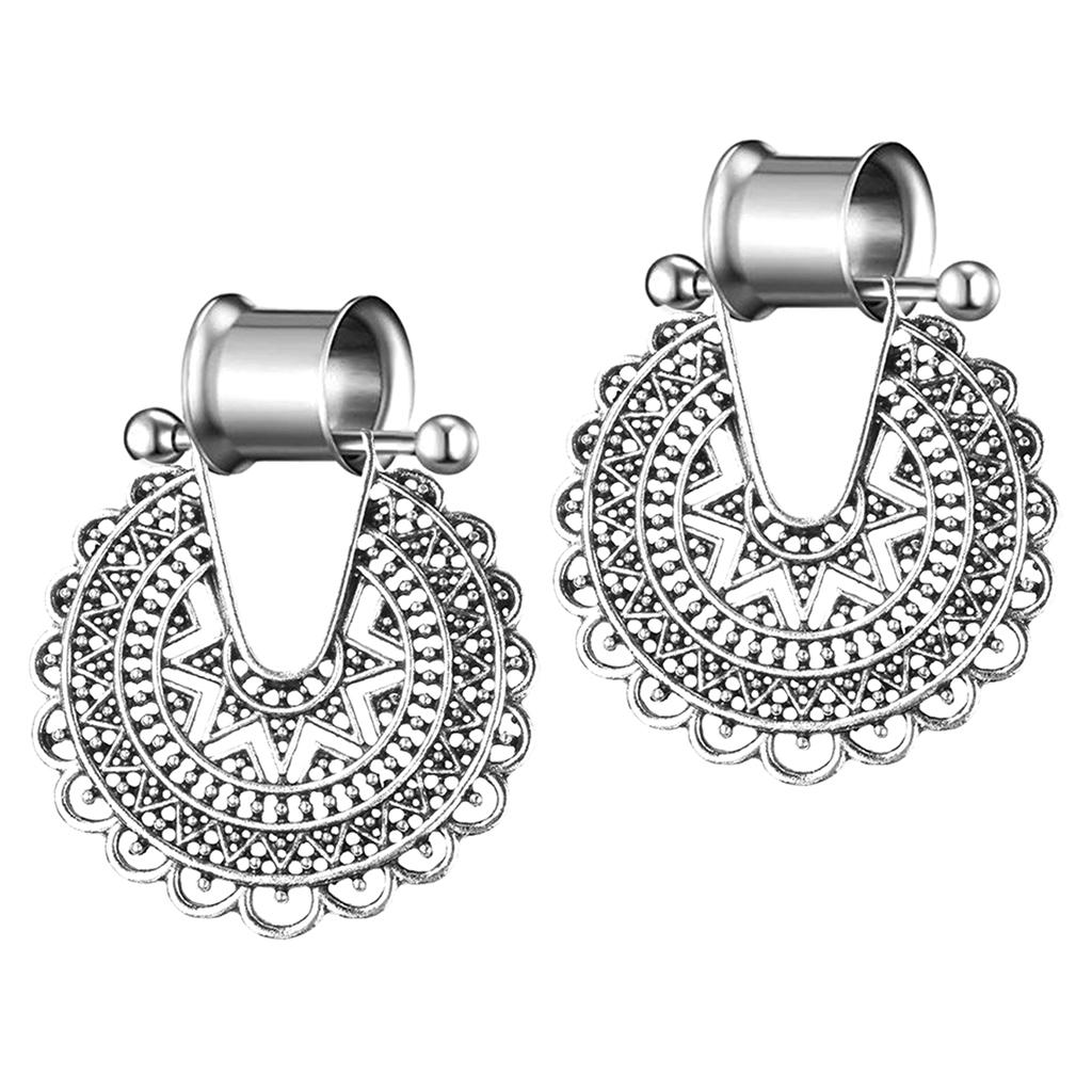 Boho Hollow Flower Stainless Steel Dangle Ear Plugs