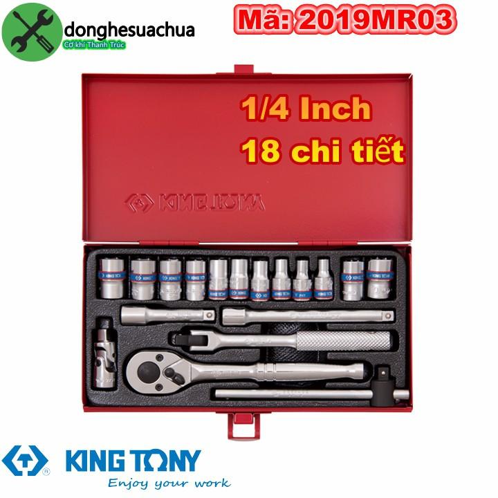 Bộ tuýp 1/4 Kingtony 2019MR03 18 chi tiết loại tuýp 12 cạnh