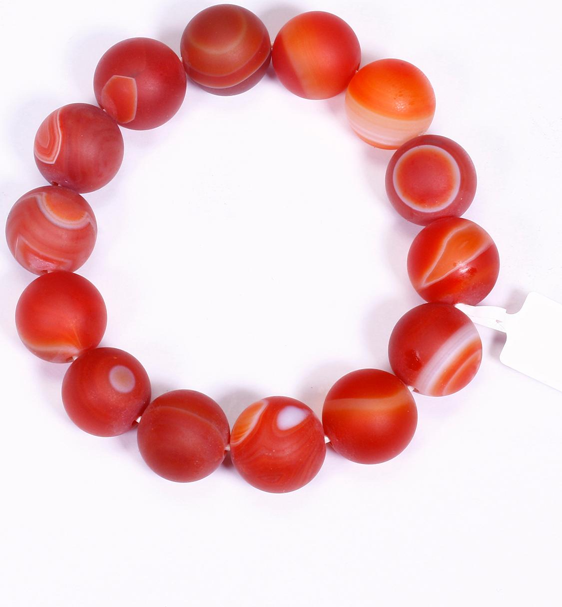 Vòng tay phong thủy đá mã não đỏ nhám mệnh hỏa, thổ - Ngọc Quý Gemstones
