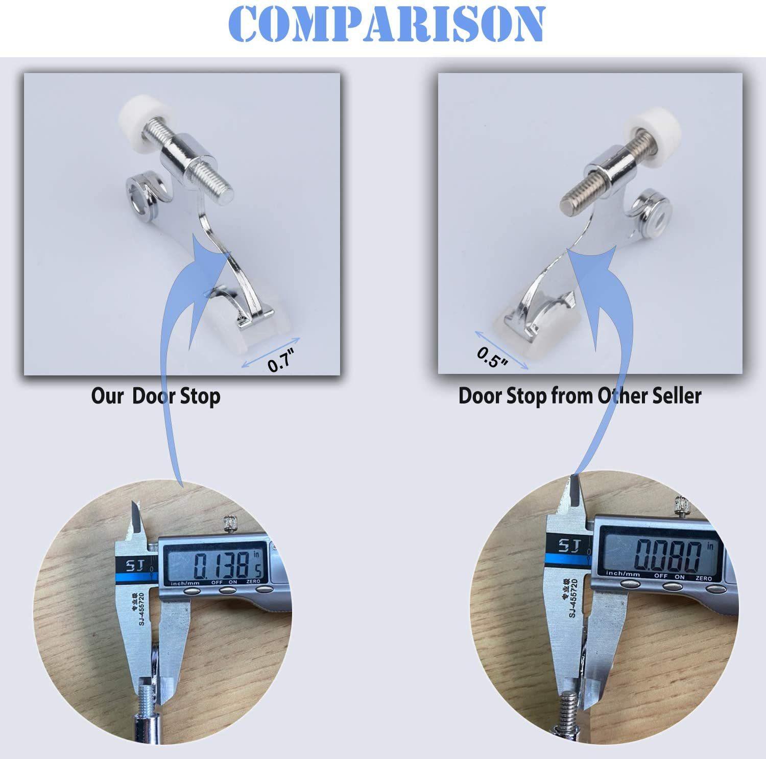 2 gói bản lề chốt cửa đóng cửa satin niken - điều chỉnh có thể điều chỉnh hạng nặng bản lề cửa dừng cửa với đầu tăng cao su trắng