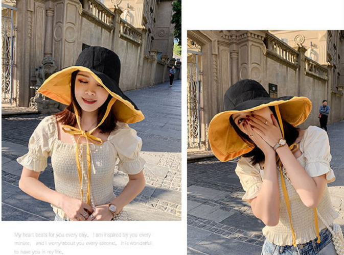 Mũ rộng vành đội 2 mặt phong cách Hàn mới, nón chống nắng chống tia cực tím