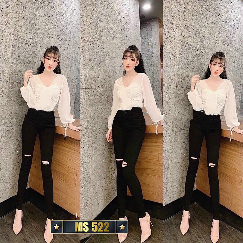 Quần jean nữ rách gối hack dáng cao cấp-chất denim co dãn tốt-quần chuẫn shop (hình thật) BEN Shop0807 j13