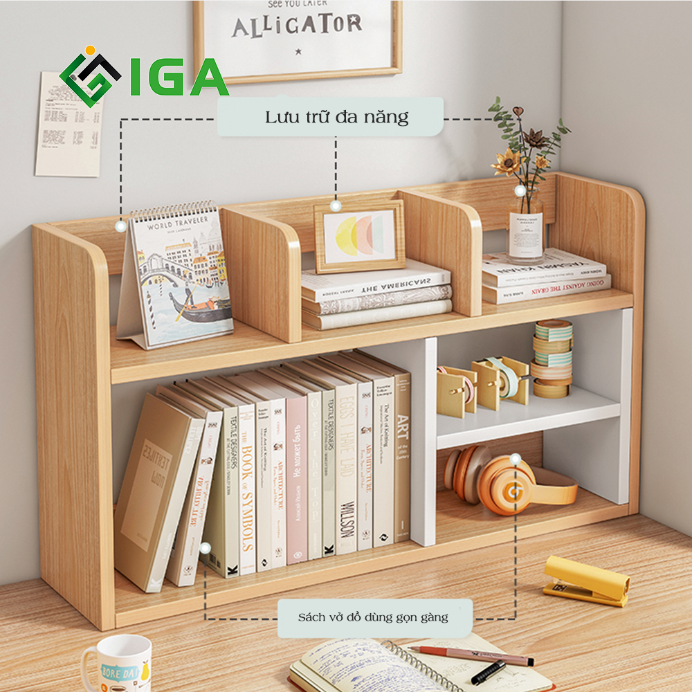 Kệ Sách Để Bàn, Giá Sách Thiết Kế Hiện Đại Thương Hiệu IGA - GP157