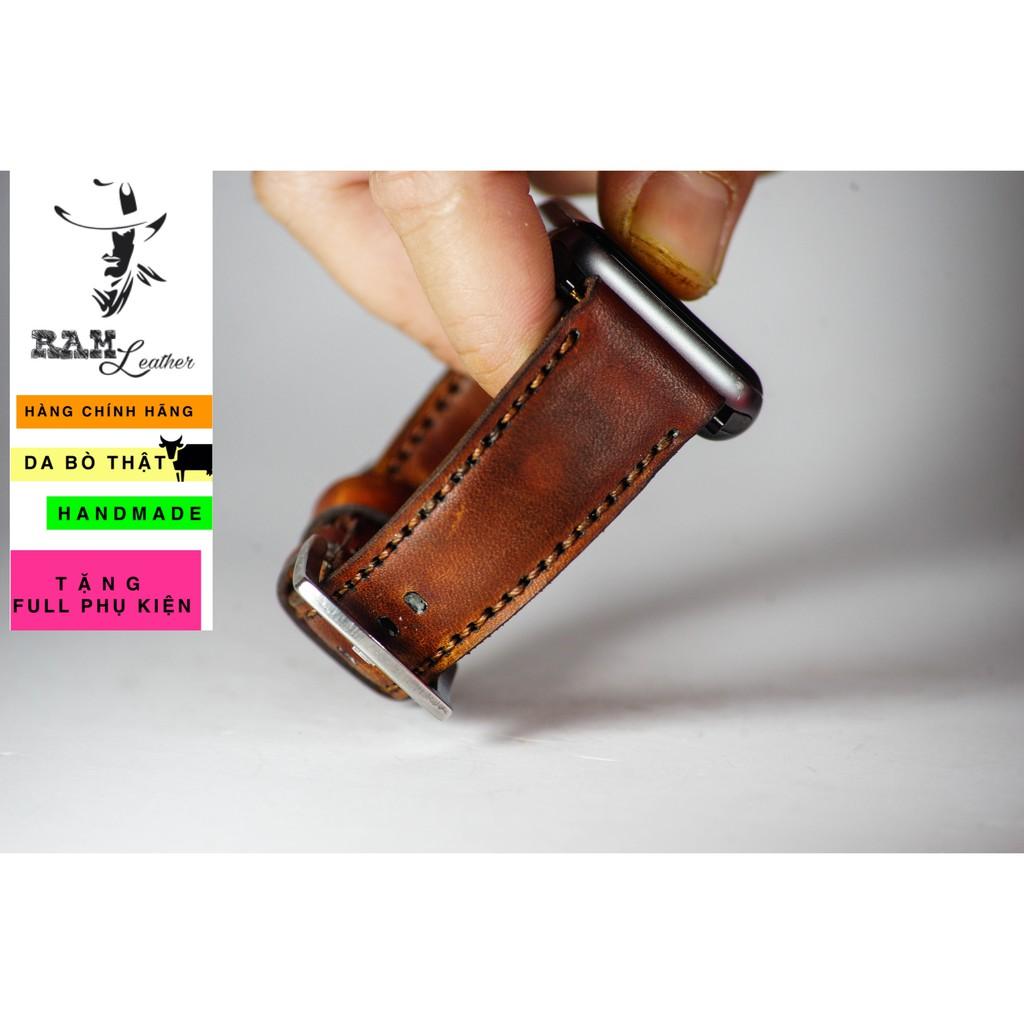 Dây đồng hồ da bò thật vegtan handmade cao cấp - RAM classic 1970 -