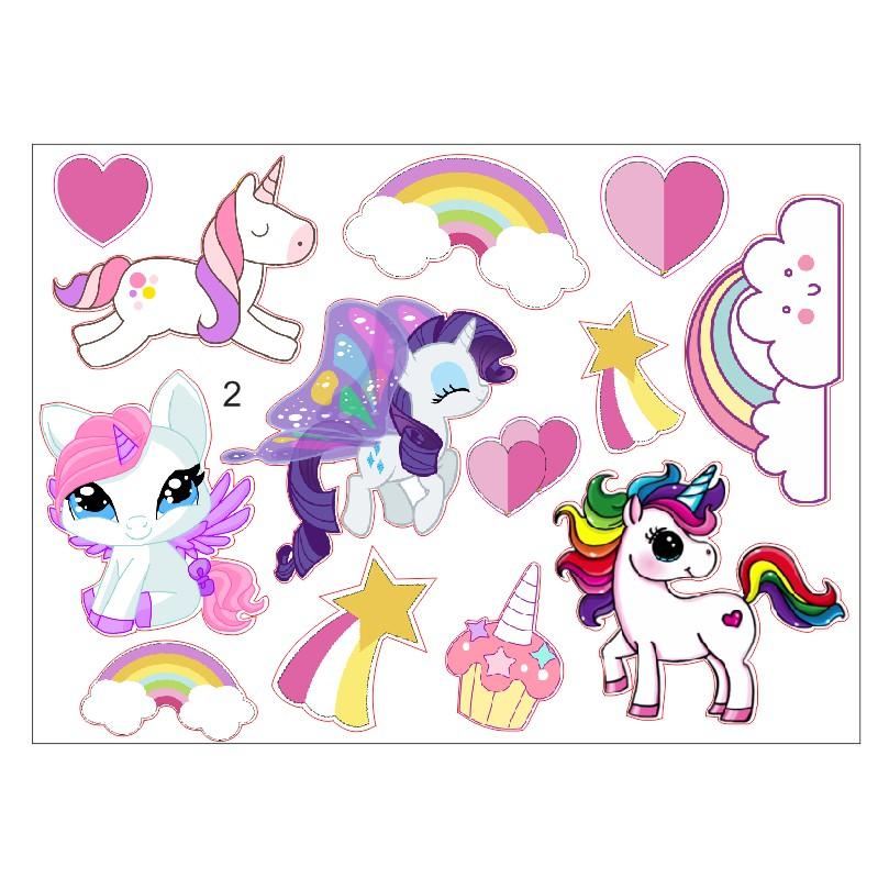 Sticker decal dán trang trí bộ sưu tập unicorn ngộ nghĩnh, đồ chơi cho bạn nhỏ, decan unicorn a5