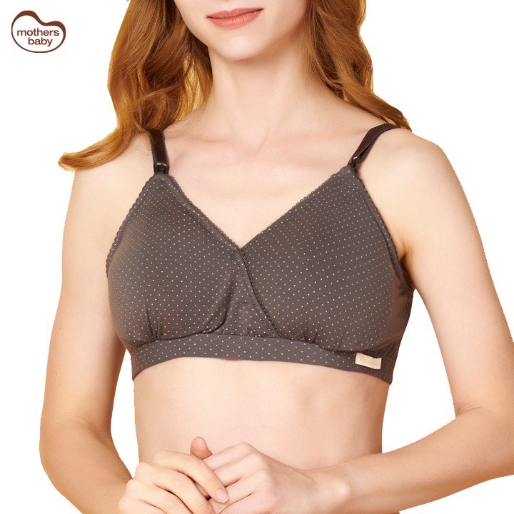 Áo Lót Bầu Sau Sinh Cho Con Bú Chống Chảy Xệ Cao Cấp Chất Liệu Tencel, Họa Tiết Chấm Bi - Thương Hiệu Mothersbaby Hàn Quốc