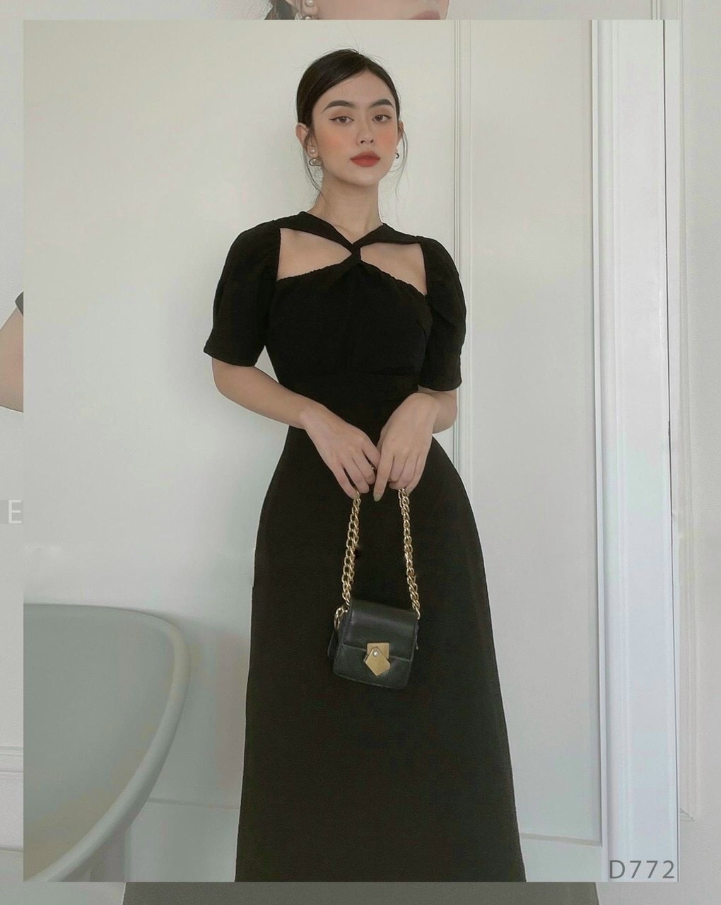 Đầm xoắn ngực dáng xòe - váy nữ dự tiệc sang chảnh