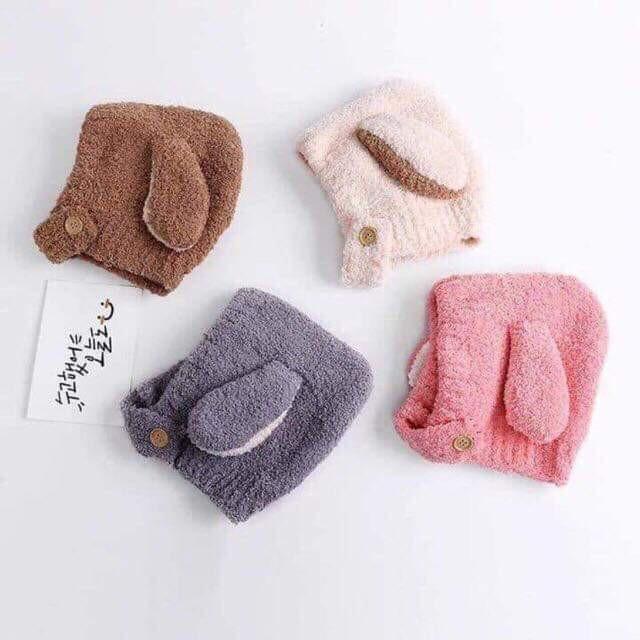 Mũ Len Lông Cừu Cài Cúc Cho Bé