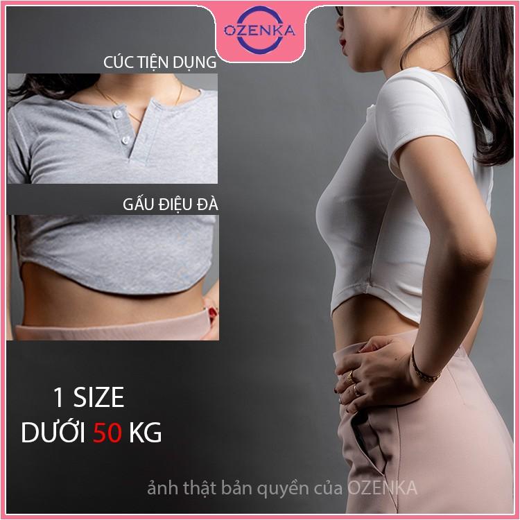 Áo croptop nữ cổ tròn khoét eo , áo thun nữ kiểu crt ôm body tay ngắn thun gân 100% cotton màu đen trắng ghi hồng