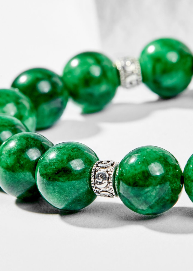 Vòng Tay Phong Thủy Đá Cẩm Thạch Sơn Thủy Phối Charm Tỳ Hưu Bạc Mệnh Mộc, Hỏa Ngọc Quý Gemstones