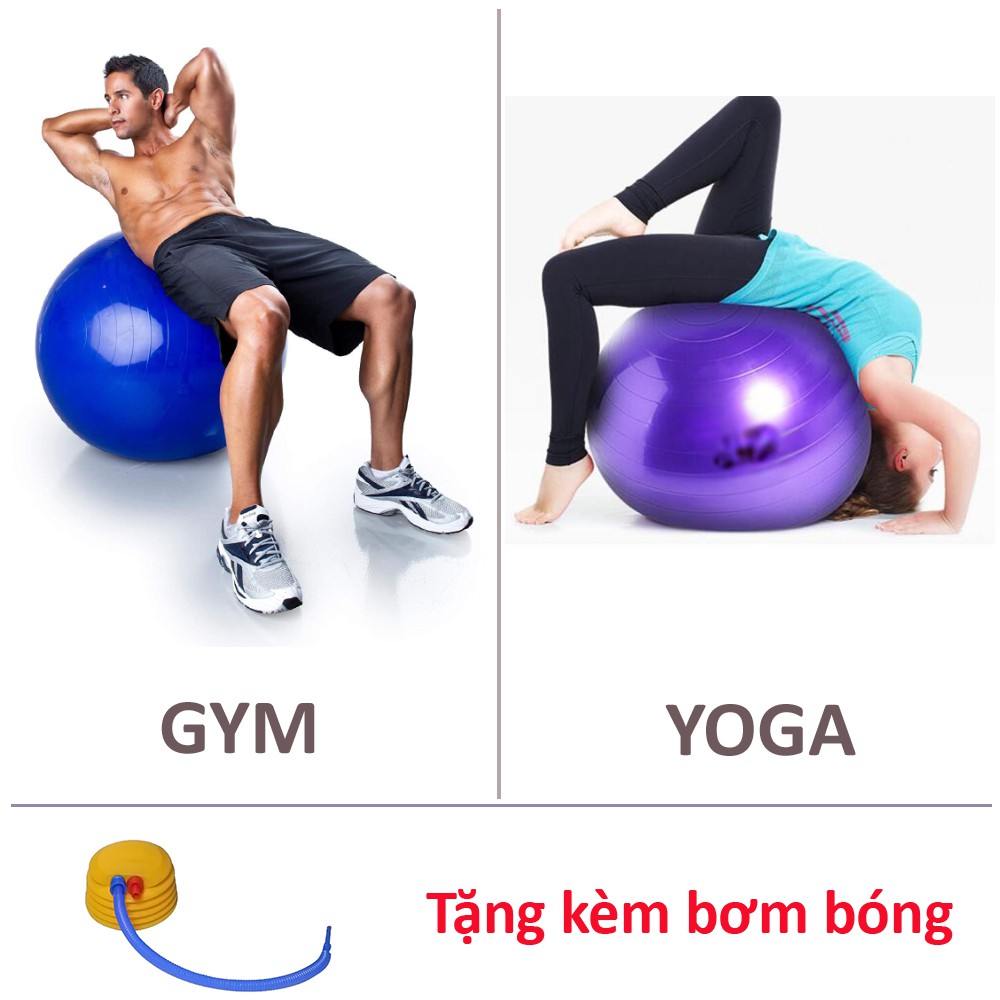 BG Bóng Tập Yoga, Bóng Yoga Tròn  45cm - 55cm - 65cm - 75cm Cỡ Đại Cao Cấp tặng bơm Mini - Chính Hãng (Hàng nhập khẩu)