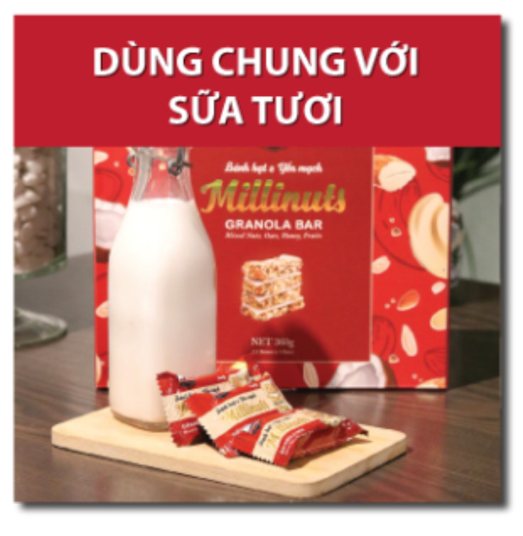 Thanh yến mạch ăn kiêng Granola Bar Millinuts - kết hợp giữa yến mạch hảo hạng và hạt dinh dưỡng, không đường, tốt cho sức khỏe và vóc dáng - Hộp 360g