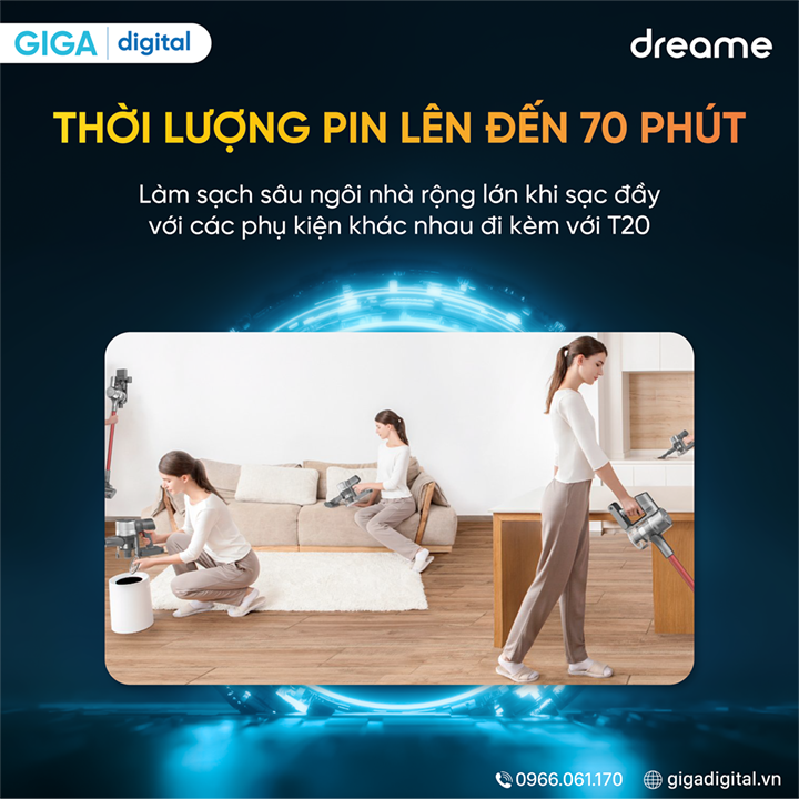 Máy hút bụi cầm tay không dây Xiaomi Dreame T20 -  Hàng Chính Hãng