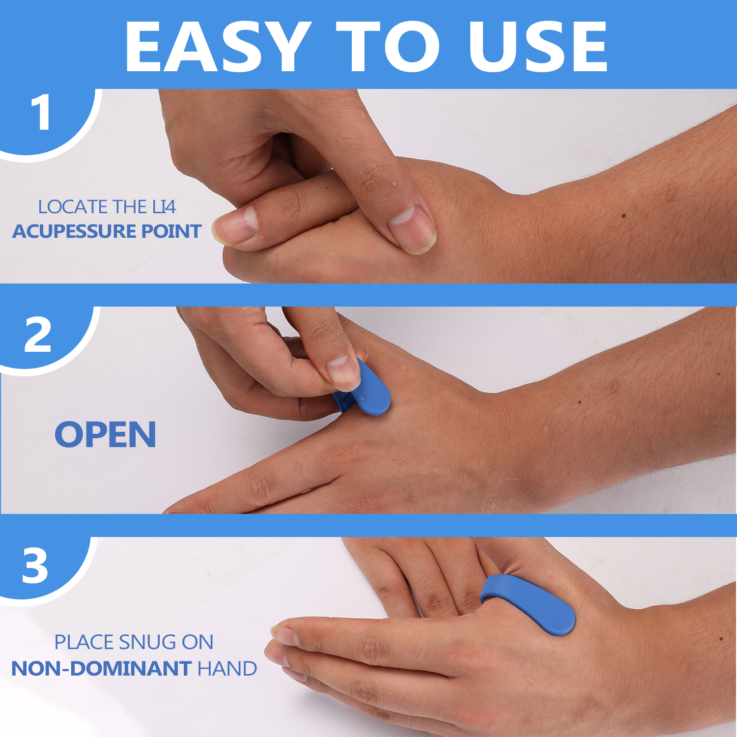 Kẹp mát xa điểm áp lực tay giảm căng thẳng có thể đeo được tập thể dục bằng tay thư giãn