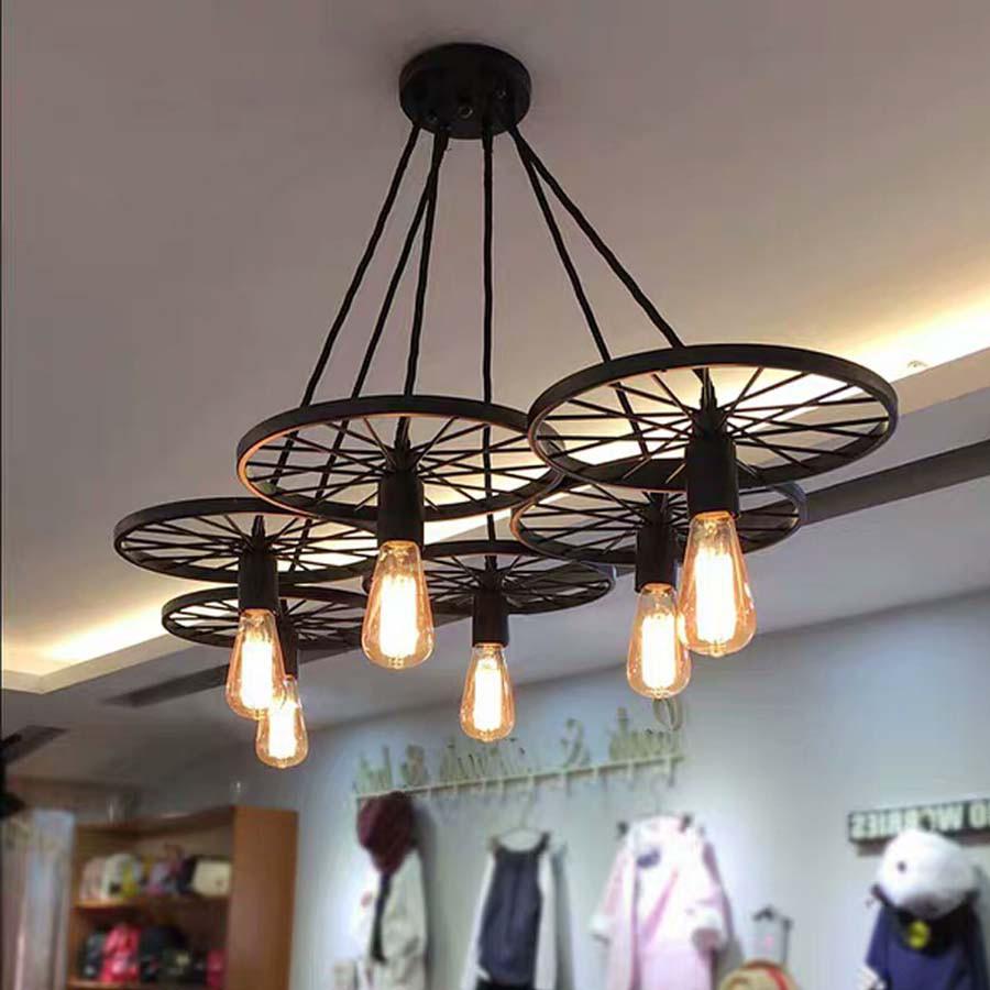 Đèn thả bánh xe 6 bánh cổ điển - đã bao gồm bóng
