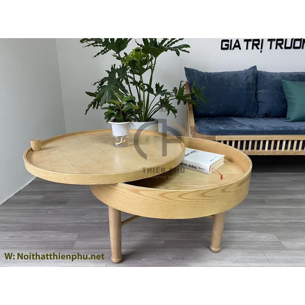 Bộ sofa gỗ Dedar KBH màu tự kết hợp bàn trà xoay Turning hiện đại