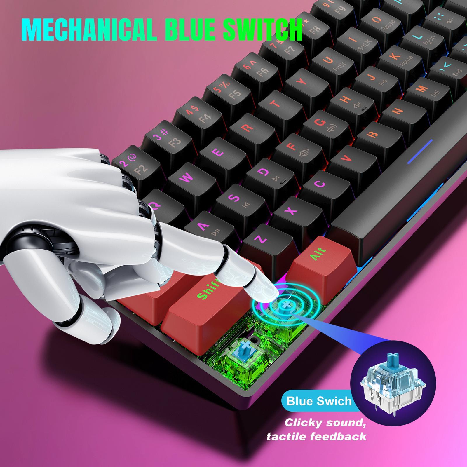 Gaming Keyboard USB Compact LED Backlit 61 Keys for Game Laptop Office
