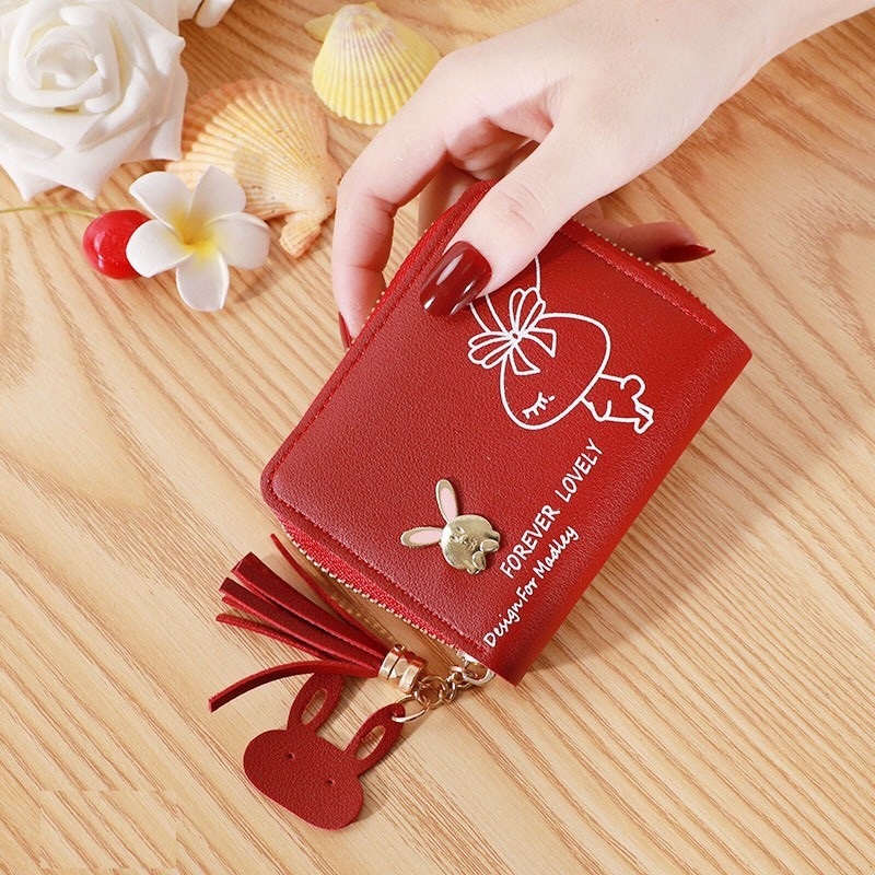 [5 MÀU] VÍ NGẮN NỮ CẦM TAY GẤP ĐÔI MINI  BLCV421 THỎ FOREVER LOVELY THỜI TRANG SIÊU DỄ THƯƠNG