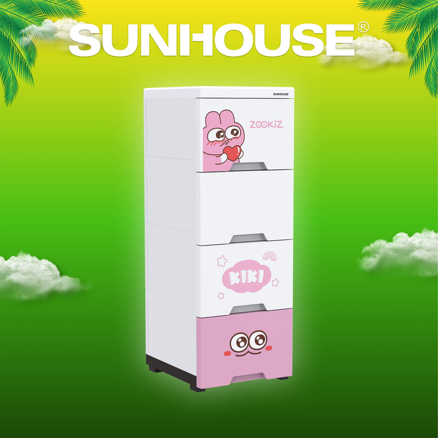 Tủ nhựa sơ sinh 4 ngăn Happy Baby SUNHOUSE KS-CA343G4 - Hàng chính hãng