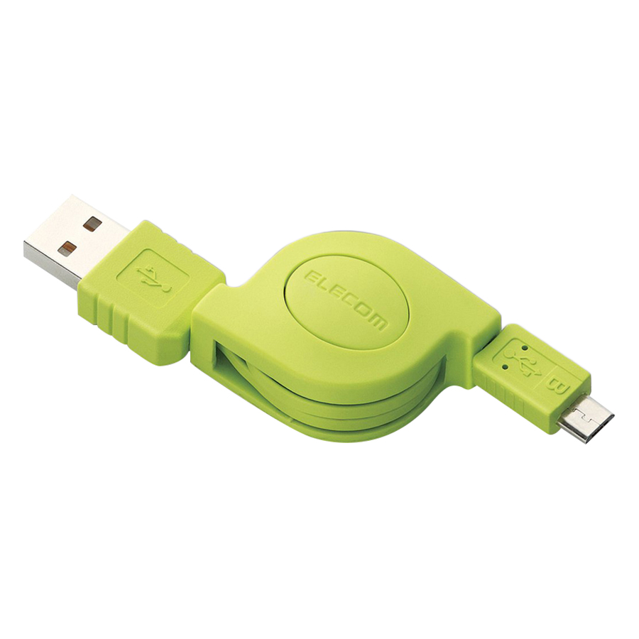 Dây Cáp Cuộn Micro USB (A-microB), 0.8m Elecom MPA-AMBIRLC08GN