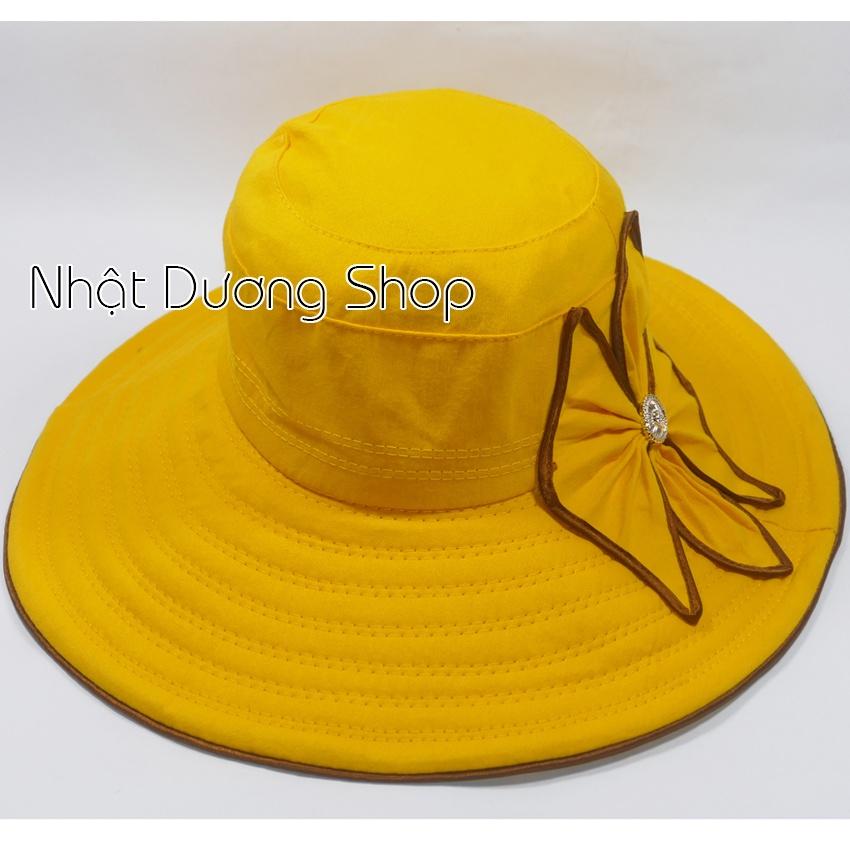 Nón Bo Vành rộng 11 cm, Nón tai bèo vành rộng gắn hoa, chất liệu vải cotton cao cấp