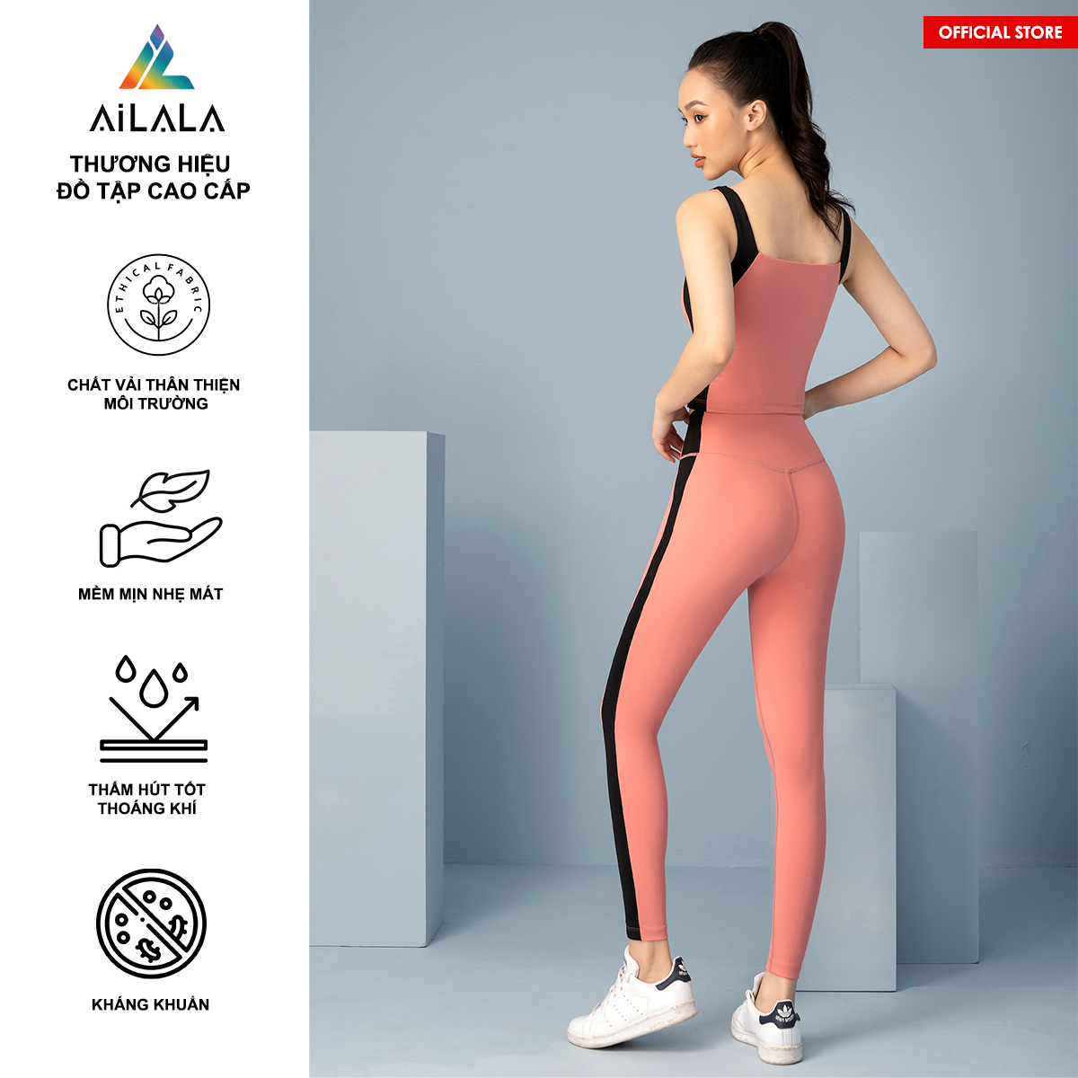 Bộ quần áo thể thao nữ AiLALA LUX16B, Đồ tập Yoga Gym Pilates, chất vải Hi-tech cao cấp