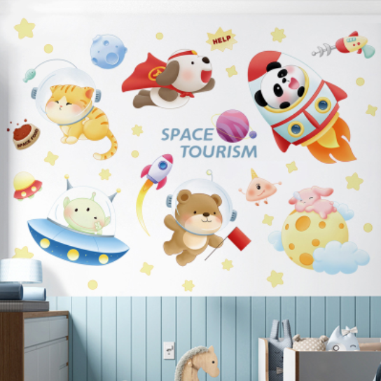 Decal trang trí tường - Khám phá vũ trụ cùng những người bạn