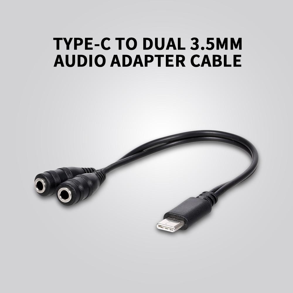 Type-C Headphone Adapter Type-C Male to Dual 3.5mm Female Adapter Cable Audio Splitter Cable 3.5mm AUX Audio Adapter