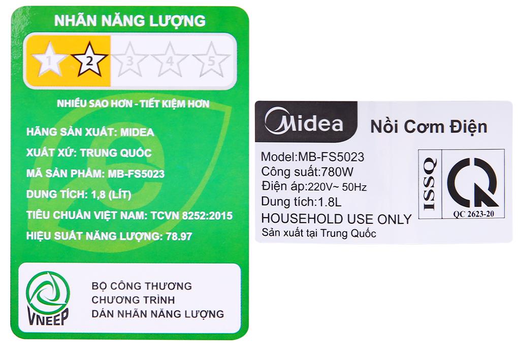 Nồi cơm điện tử Midea MB-FS5023 1.8 lít - Hàng chính hãng