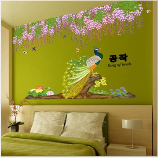 Decal trang trí chim Công quyến rũ