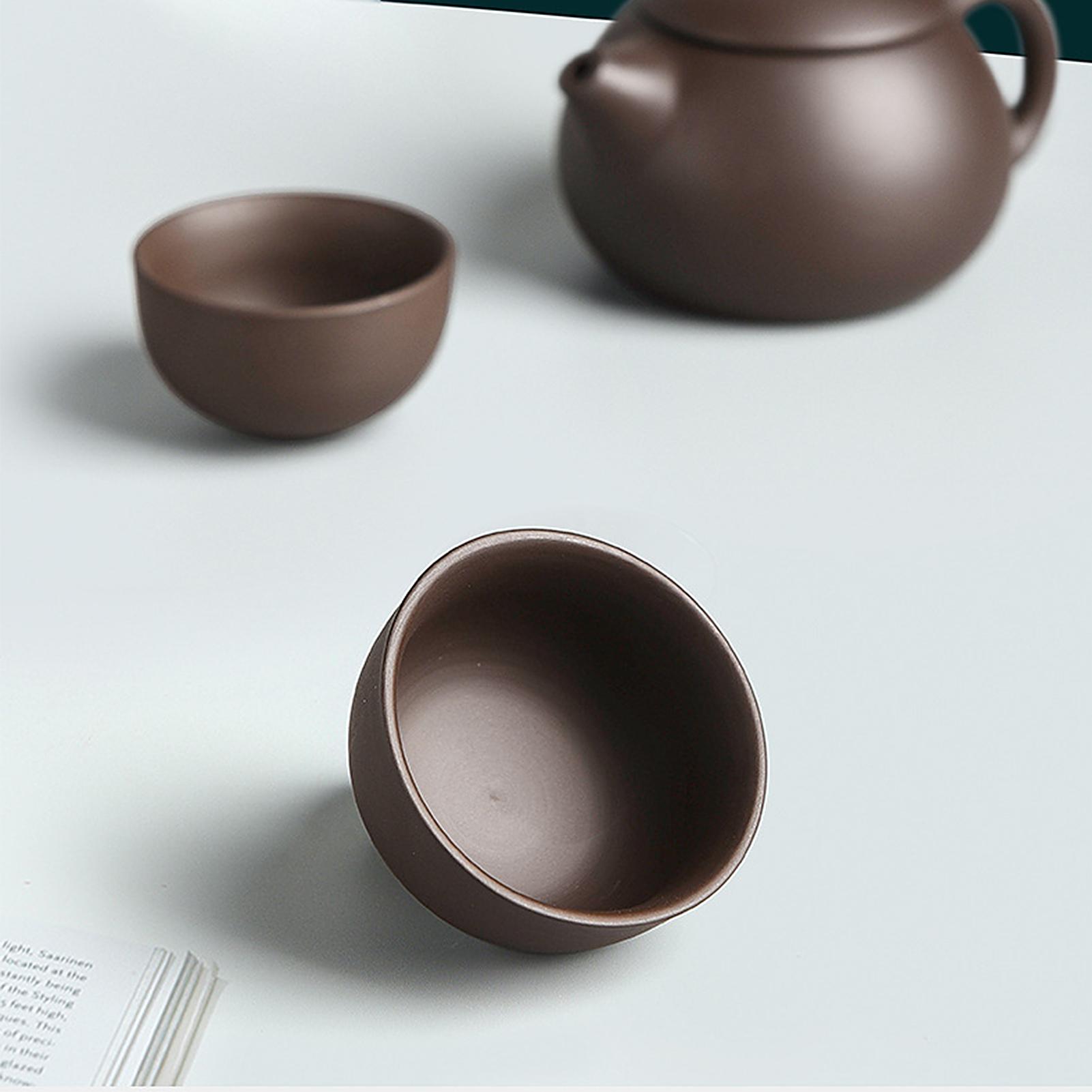 Ceramic Purple Sand Tea Set Portable Outdoor Travel Tea Pot and Cups Set with Towel Tea Canister and Carry Bag