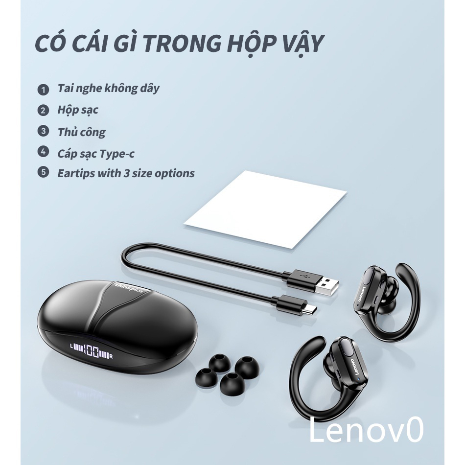 Tai Nghe Bluetooth Lenovo XT80 Thể Thao , Chống Ồn Chủ Động ANC , Âm Thanh Nổi - Hàng Chính Hãng