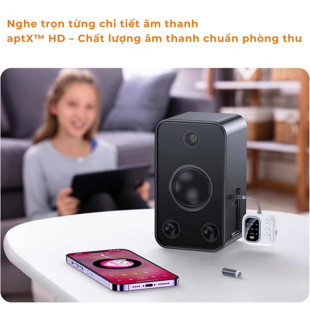 Bộ Thu Và Phát Âm Thanh Bluetooth aptX HiFi AUX 3,5mm Cho TV, PC, Xe Hơi, loa Bluetooth Và Tai Nghe J5S - Hàng Nhập Khẩu