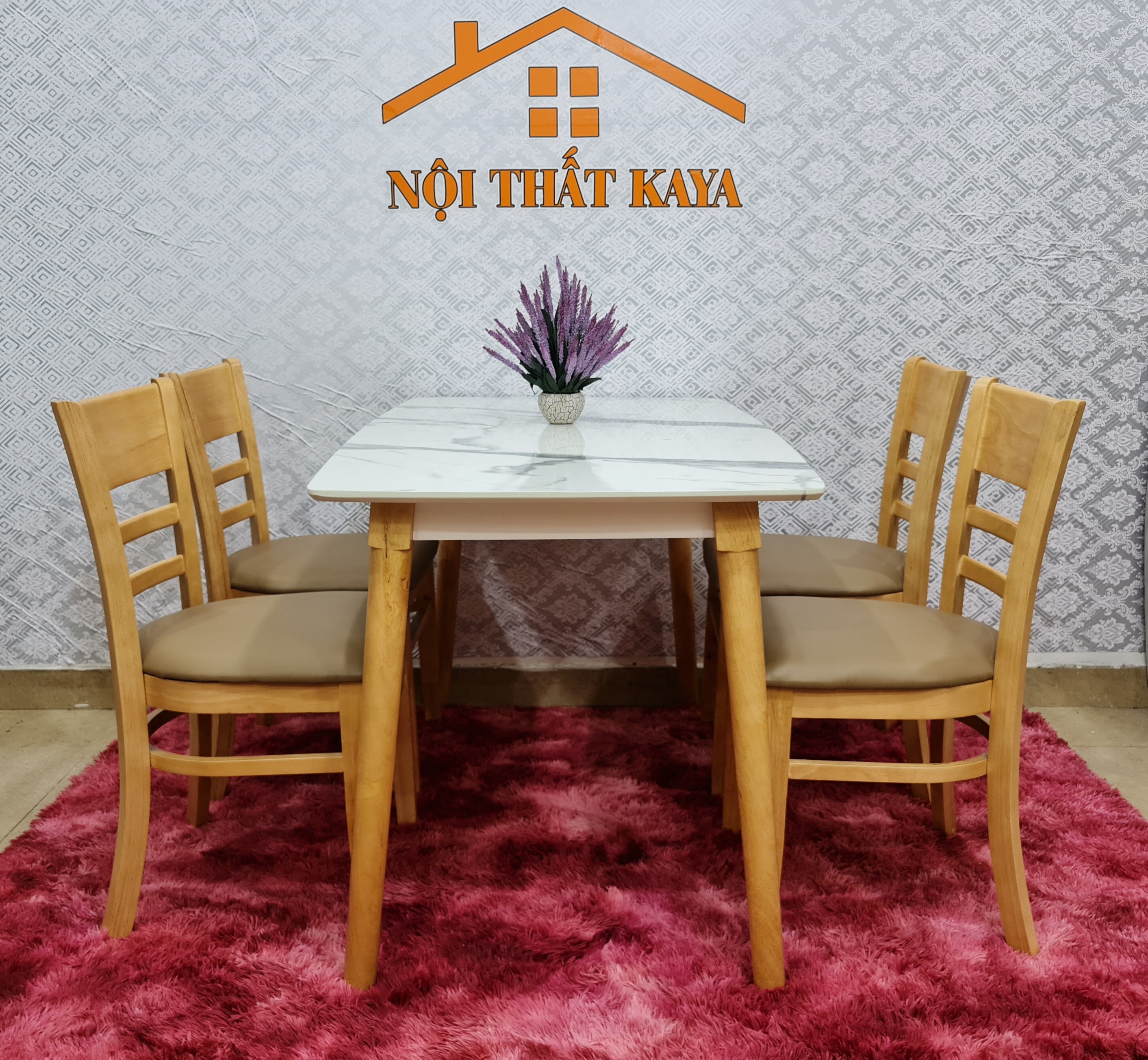 bàn ăn cabin giả đá 4 ghế