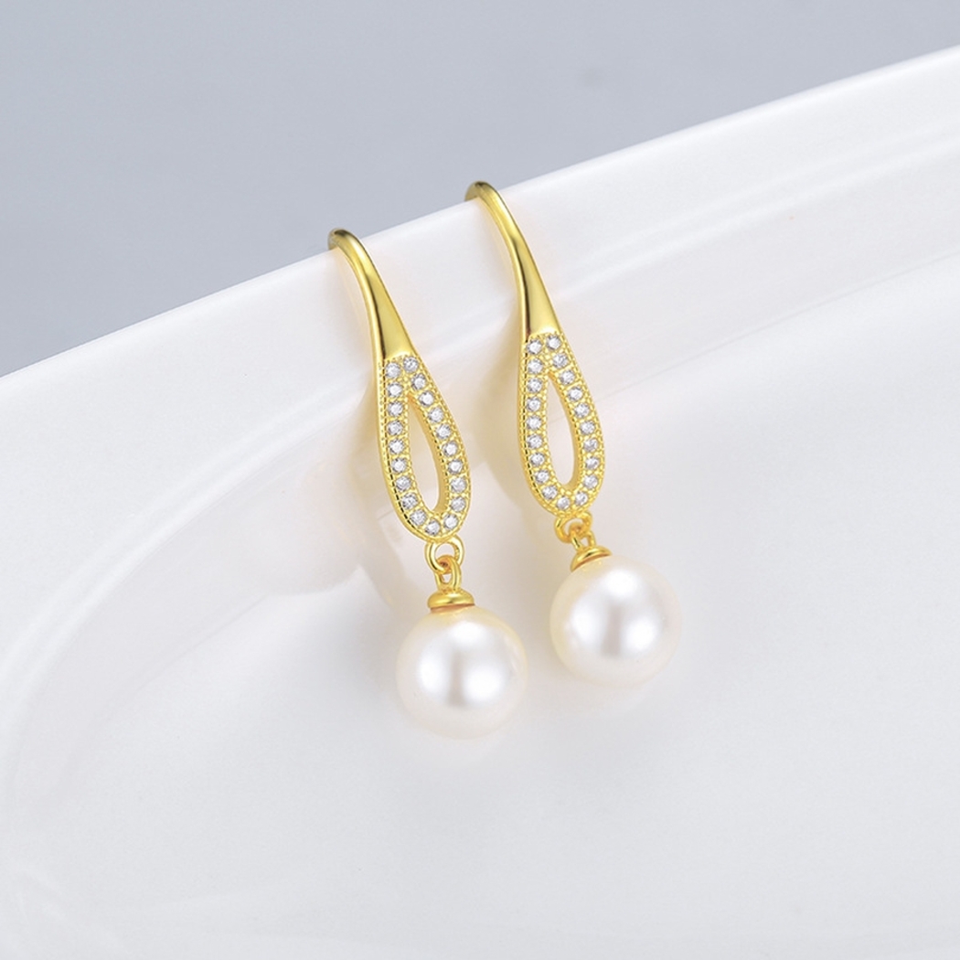 Bông Tai Ngọc Trai Nước Ngọt Thiên Nhiên Cao Cấp - Hạc Trắng - Trang Sức Cô Tấm - FlamingoPearl - CTJ0209