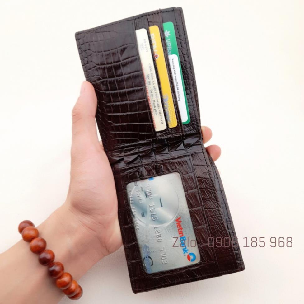 Ví da, bóp nam da cá sấu nguyên con 2 mặt