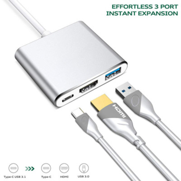 Cáp chuyển đổi USB Type-C sang HDMI, USB 3.0 và USB Type-C PCMAX PCM-1605 - Hàng Nhập Khẩu