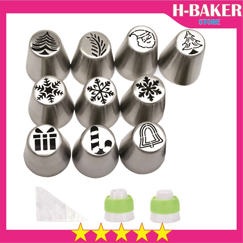 Đui Bắt Kem Làm Bánh 3d Noel Giáng Sinh Cupcake Bánh Quy Cookie Trang Trí Bánh Cao Cấp Bộ 23 Chi Tiết - CBDUINOEL23P